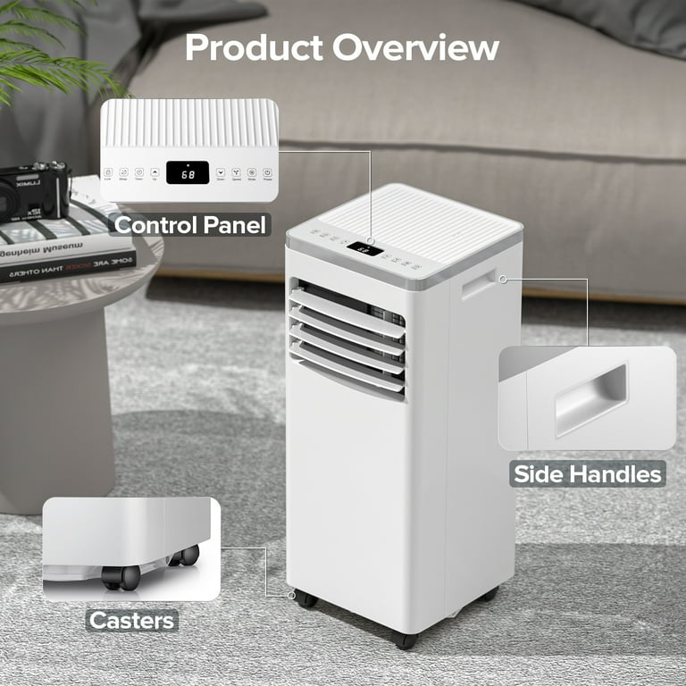 Auseo 5,000BTU (8,000BTU ASHRAE) Portable Air Conditioner, Dehumidifier, Fan, 3 in 1 AC with 24-Hour Timer