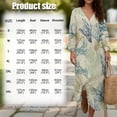 thumbnail image 6 of DISNIMO Women's Spring Dress Leaf Print 3/4 Sleeve Maxi Dresses Loose V Neck Midi Long Dress Casual Fashion Linen-Like Shift Dresses, 3XL, 6 of 6