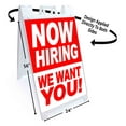 thumbnail image 2 of Now Hiring We Want You (24" X 36") Standard A-Frame Signicade, Includes Decal Applied To Stand, 2 of 4