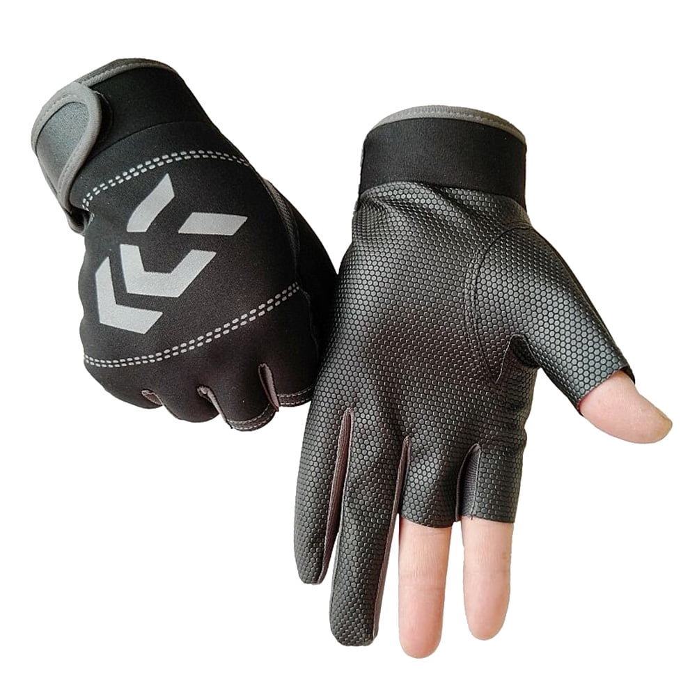 2022 New Arrival MW Fishing Gloves Jigging Gloves High Quality 3 Fingers  Cut Anti-Slip Leather