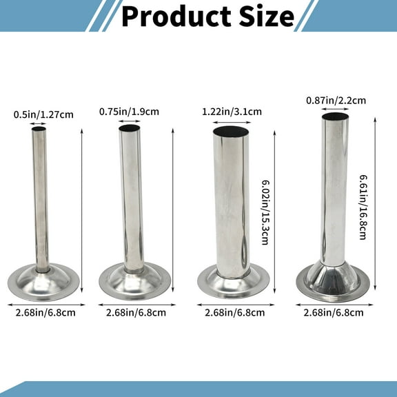 Stainless Steel Sausage Stuffer Tubes,Food-Grade Meat Grinder Accessory for Grinders,Sausage Stuffing Tubes(Set Of 4)