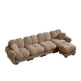 thumbnail image 6 of Nkurdsu 131" Oversized Modular Cloud Sectional Sofa with Movable Ottoman, L-Shaped Chenille Couch for Living Room, Brown, 6 of 7