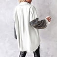 thumbnail image 4 of Unir Oversized Sequin Sleeve Denim Jacket for Women, Frayed Edge Button Down, Casual Everyday Long Sleeve Outerwear, 1 Piece, S-XXL, Plus Size Friendly, 4 of 5