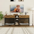 thumbnail image 6 of Garvee 82” Large Dog Crate for 2 Dogs, Double Dog Kennel Furniture with 4 Drawers & Shelves, Heavy-Duty Wooden Dog Crate TV Stand, Indoor Dog Cage for Medium to Large Dogs, Brown, 6 of 8