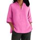 thumbnail image 3 of Ropa para mujer,Blusa informal de poliéster con cuello en V y mangas 3/4 para mujer, color liso, para uso diario, sopatenor, 3 of 9