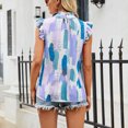 thumbnail image 1 of Ruffle Trim Sleeveless Blouse, Back Button Closure Printed Tank Tops Ink Painting Style Crewneck Elegant for Beach Party ANGGREK CC1711, 1 of 6