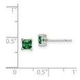 thumbnail image 2 of 925 Sterling Silver Polished Green Glass Post Earrings 4x4mm Wide Stud Earring for Women, 2 of 2