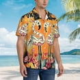thumbnail image 3 of Fotbe Halloween Flamingos Camisa Hawaiana para Hombre Unisex – Camisa Casual de Verano con Botones de Manga Corta de Algodón y Lino,X-Large, 3 of 7