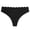Black, variant on Womens Low Rise Seamless Thong Panties Ice Silk Scalloped Heart Cutout Cotton Crotch Underwear