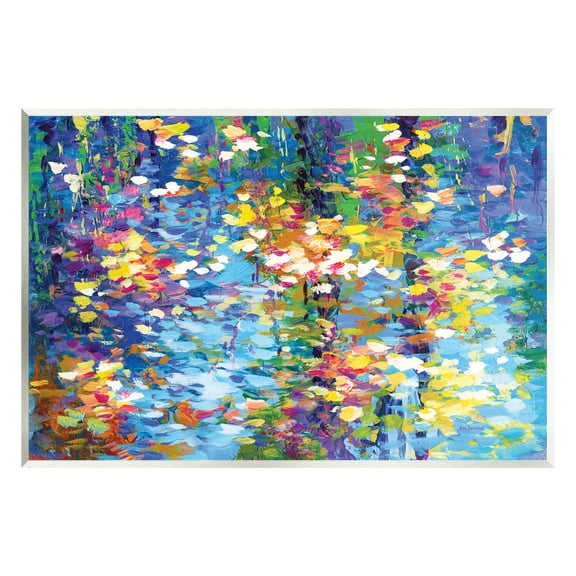 Stupell Industries Colorful Reflections Lake Flowers Landscape Painting Unframed Art Print Wall Art, 19 x 13