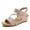 Pink, variant on Women's Bohemian One-Strap Wedge Sandals - Casual Roman Style Sandals with Metallic Detail