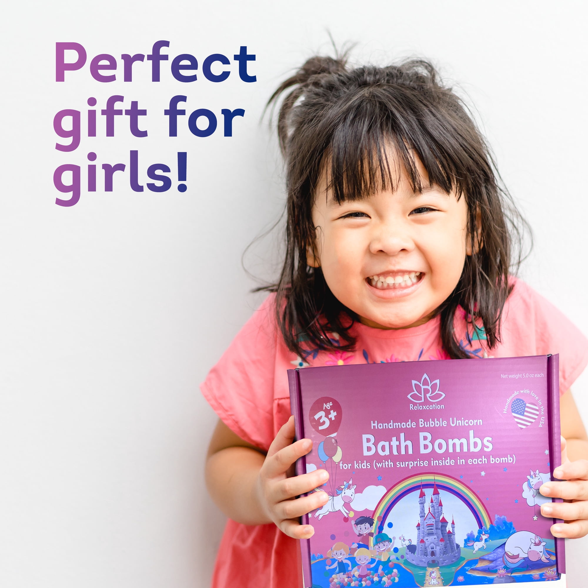 Bath Bombs for Kids with Surprise Inside Cute Unicorn Toys Handmade in USA Natural and Safe by Relaxcation
