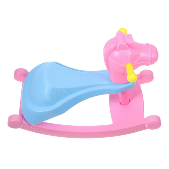 DRAFIDEEP 1Pcs Pink Rocking-horse Toy for Toddlers and Kids Pretend Play 11.4x8.3x5.1in Plastic Miniature Model