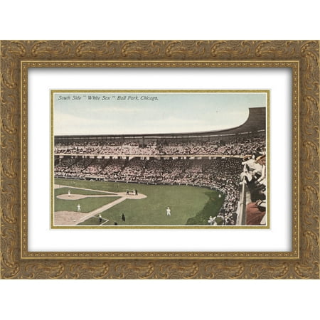 Comiskey Park Framed Comiskey Park 2x Matted 24x18 Gold Ornate Framed Art Print from the Stadium Series ()