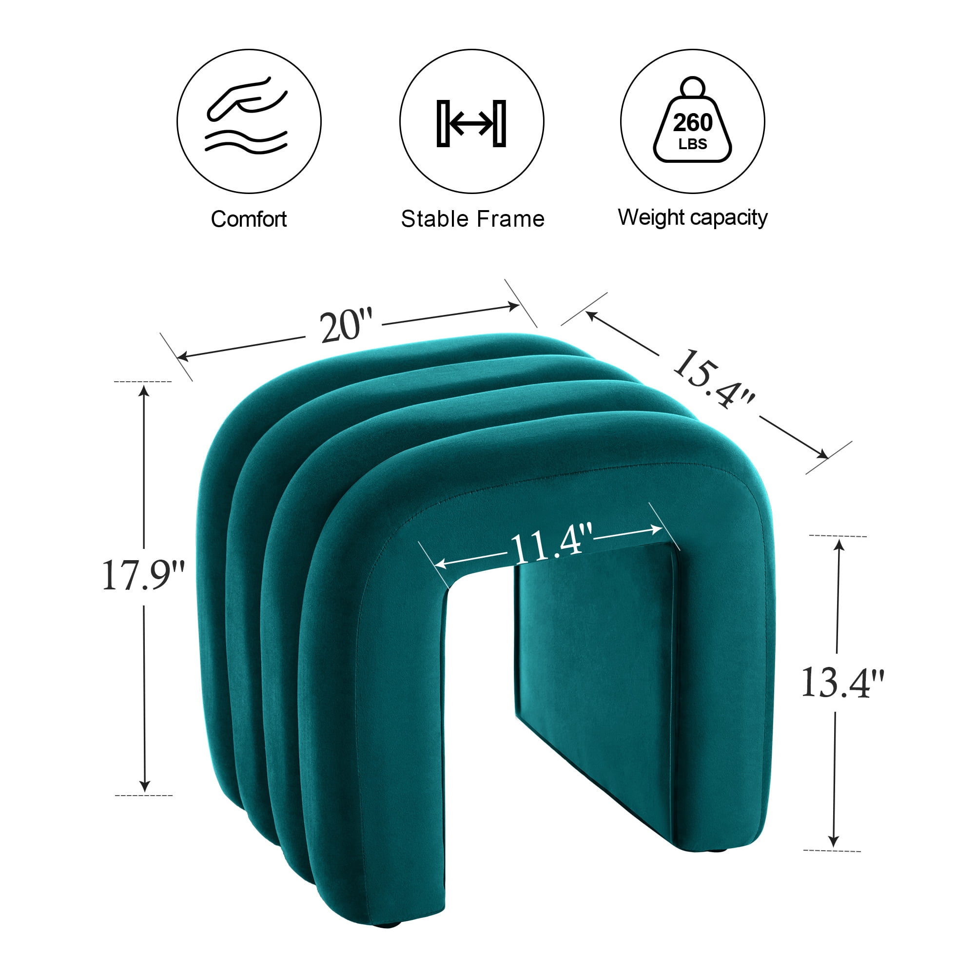 Zesthouse Multi-Functional Ottoman Stool, Tufted Velvet Foot Stools Ottoman for Couch, Modern Vanity Stool for Living Room, Bedroom and Entryway, Teal