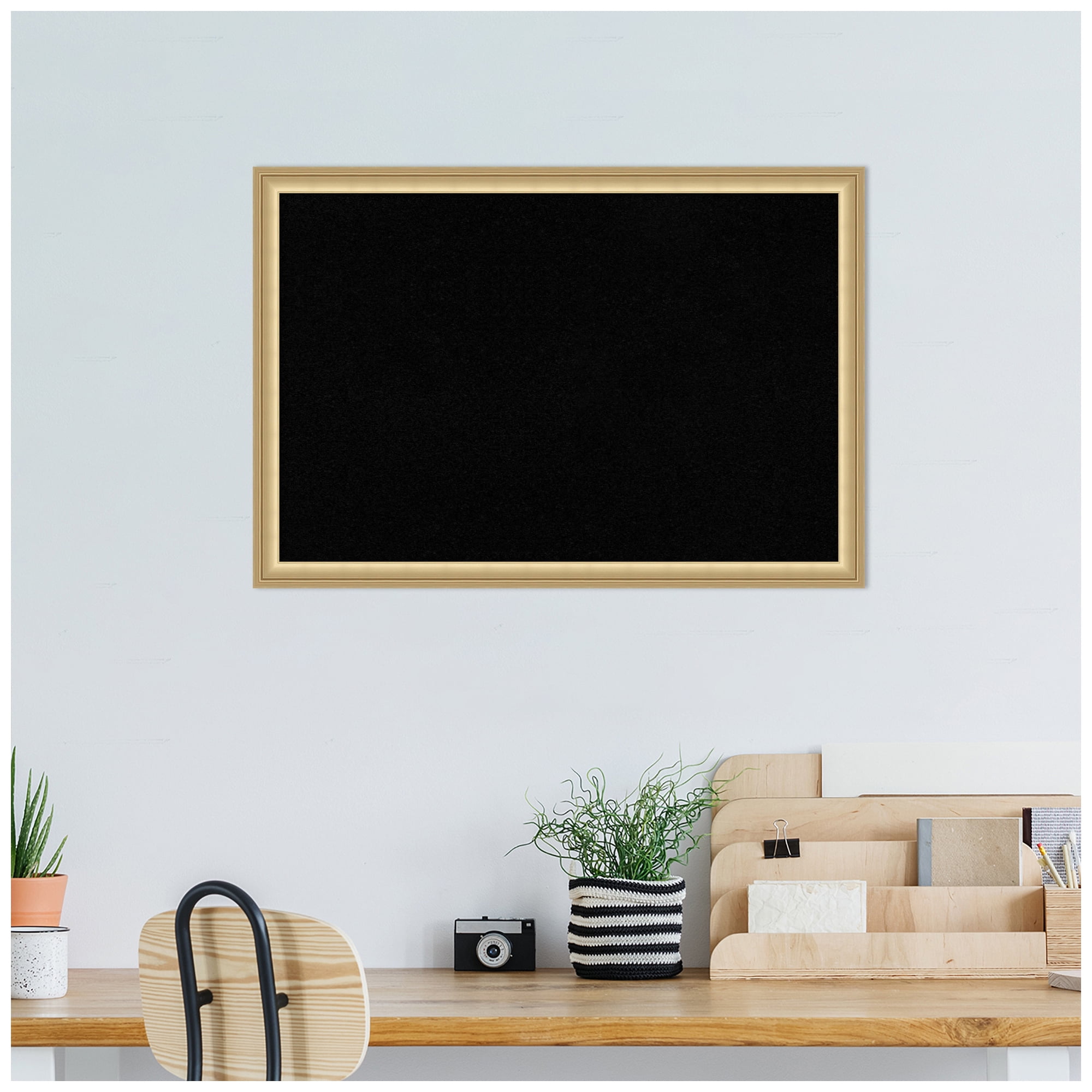 Amanti Art Black Cork Board Framed Florence Gold Bulletin Board 26 in. x 18 in.