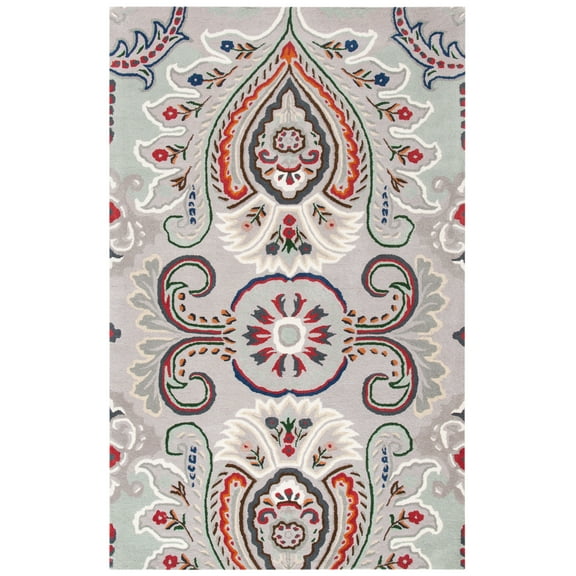 SAFAVIEH Bella Meriel Floral Paisley Wool Area Rug, Grey/Red, 4' x 6'