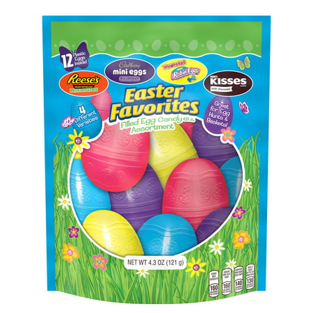 Hershey, Easter Favorites Chocolate Assortment Candy, Easter, 4.3 oz, Filled Plastic Eggs (12 Count)