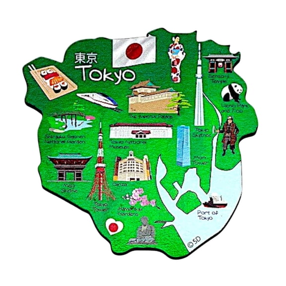 Tokyo Japan Decowood Jumbo Wood Fridge Magnet 3.25" x 3.0"
