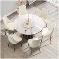 thumbnail image 2 of Modern Round Dining Table with Lazy Susan, White Sintered Stone Top & Iron Base, Seats 6, 2 of 9