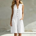 thumbnail image 3 of Ohufall Women's Jumpsuits Sleeveless V Neck Button Short Jumpsuits with Pocket Loose Comfort Summer Casual Jumpsuits, 3 of 8