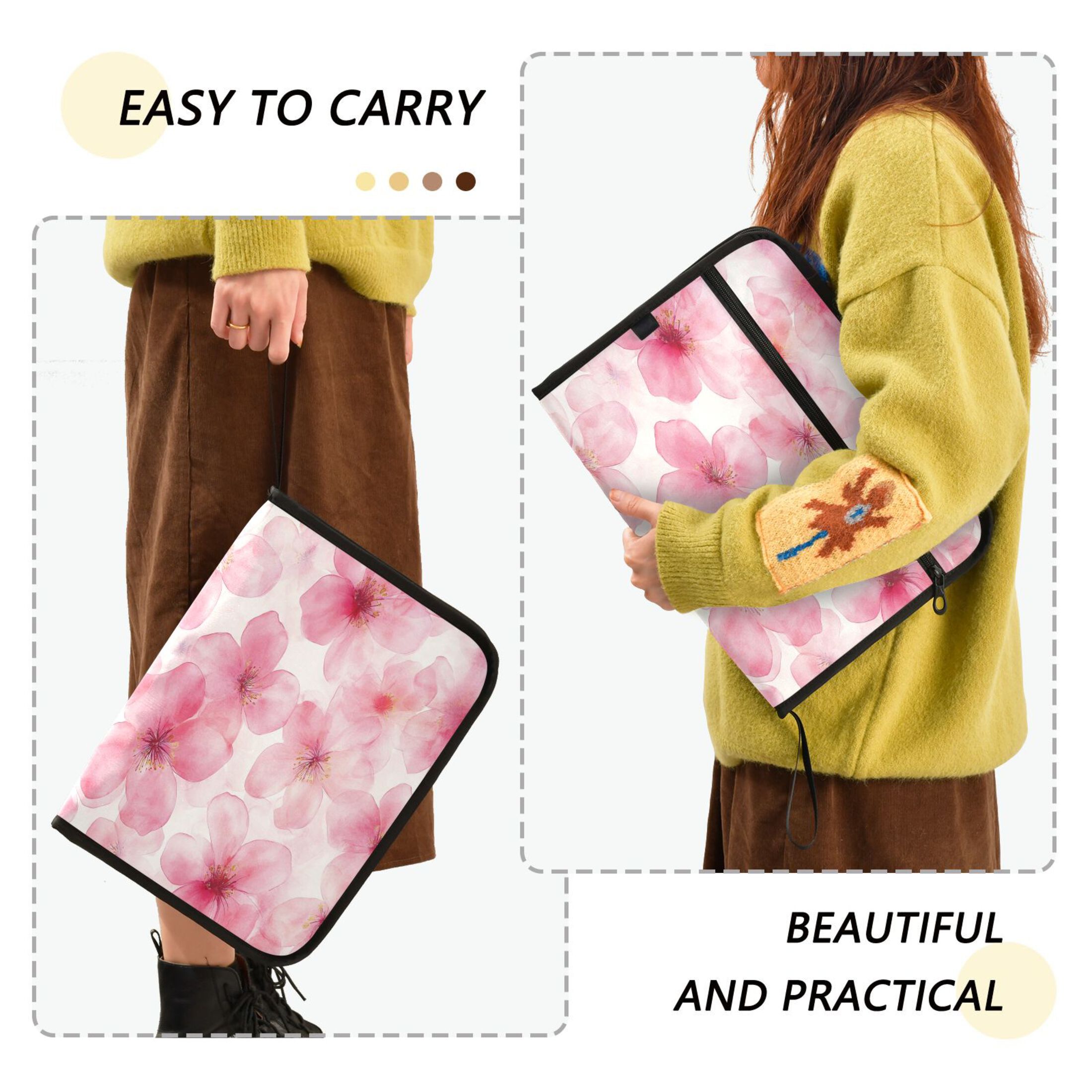 Organ Folder 14.2 x 0.8 x 10.6 Inches 13 Separate Pockets A4 Size Documents Folder A Sort Storage File Manager For The Home Office Beautiful Pink Flower
