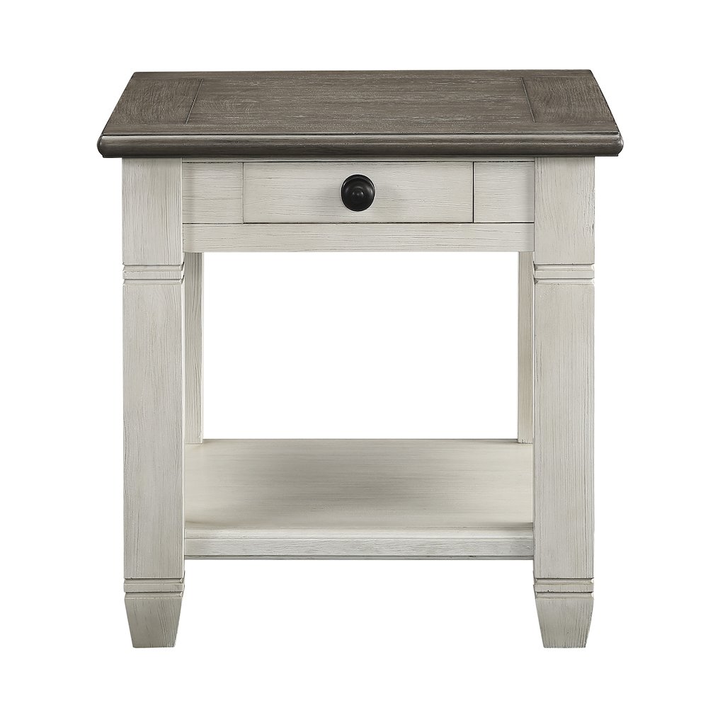 Lexicon Granby Wood 1 Drawer End Table in Antique White