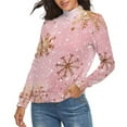 thumbnail image 2 of Snow Flake Christmas Women's Turtleneck Sweater Long Sleeve Ribbed Fitted Turtle Neck Casual Fall Winter Collection Top M, 2 of 4