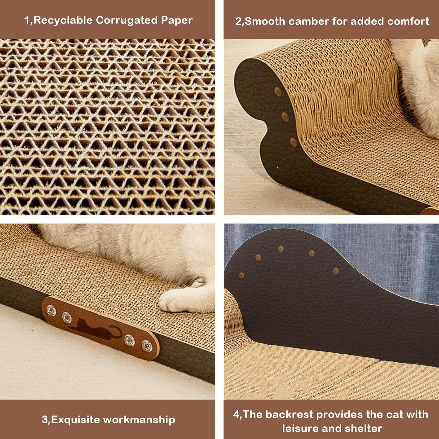 Cat Scratcher Bed,Cat Scratching Board Cat Couch Scratcher Cardboard, Durable Scratch Lounge Cat Bed,Long Lasting Scartching Pads for Indoor Cats,Corrugated Pet Scratcher Pad