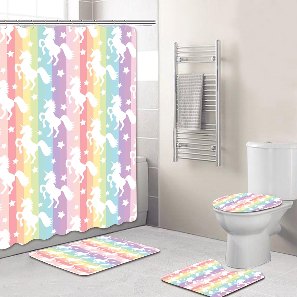 Unicorn and cat Shower Curtain Bathroom Waterproof Fabric & 12hooks 71*71inches Unicorn and cat Shower Curtain Bathroom Waterproof Fabric & 12hooks 71*71inches