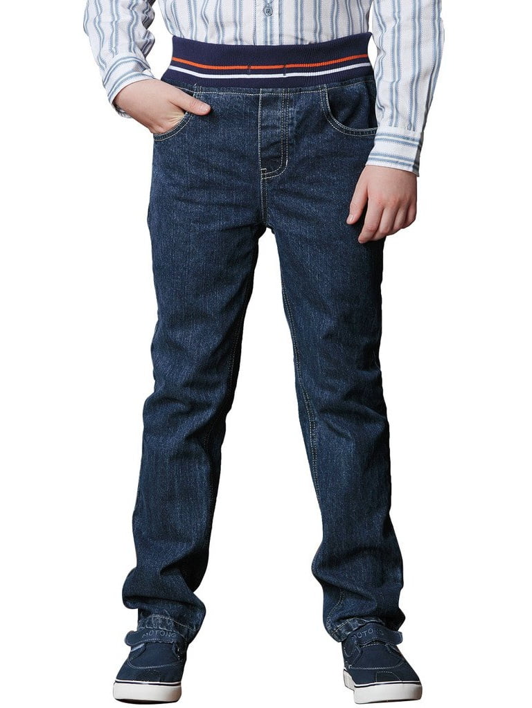 Leo&Lily Boys' Kids' Elastic Waist Regular Fit Stretch Denim Jeans Blue 