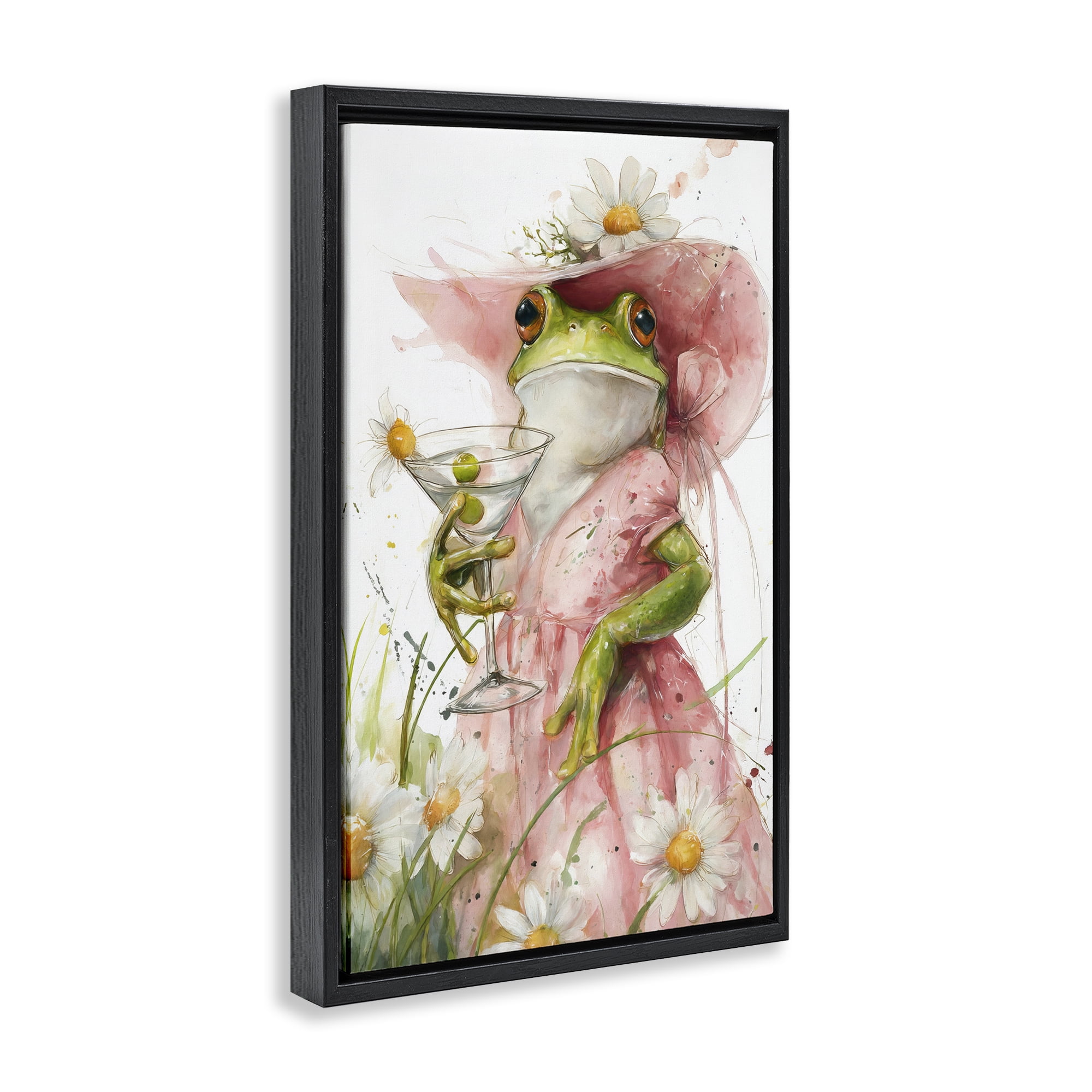 Stupell Industries Martini Hoppy Hour Black Framed Floater Canvas Wall Art, design by Tina LeCour