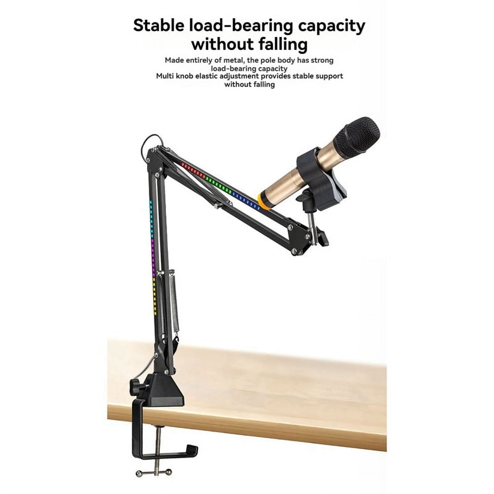Microphone Bracket RGB Microphone Arm Stand with RGB Light Rotatable Suspension Boom Scissor Stand Ordinary Base