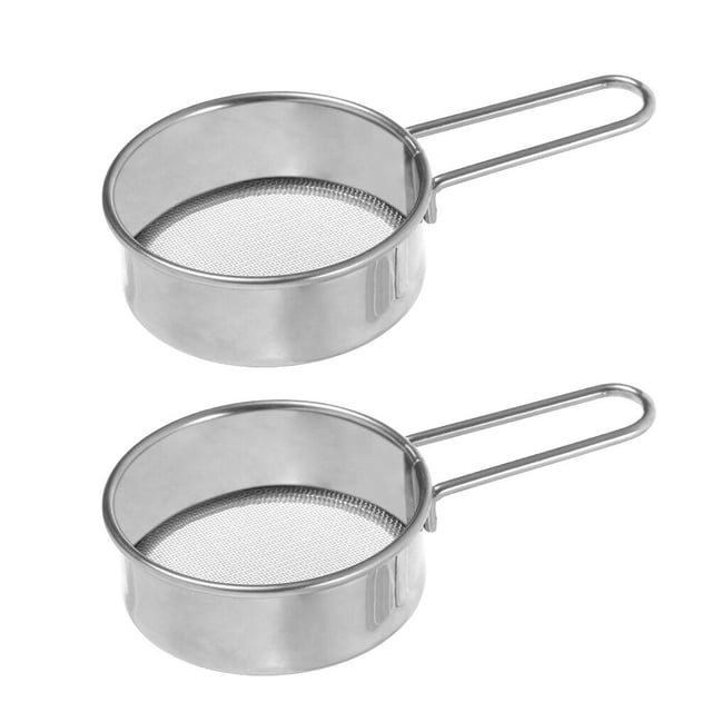 2 tamices antisépticos de acero inoxidable para hornear en polvo (plateados)