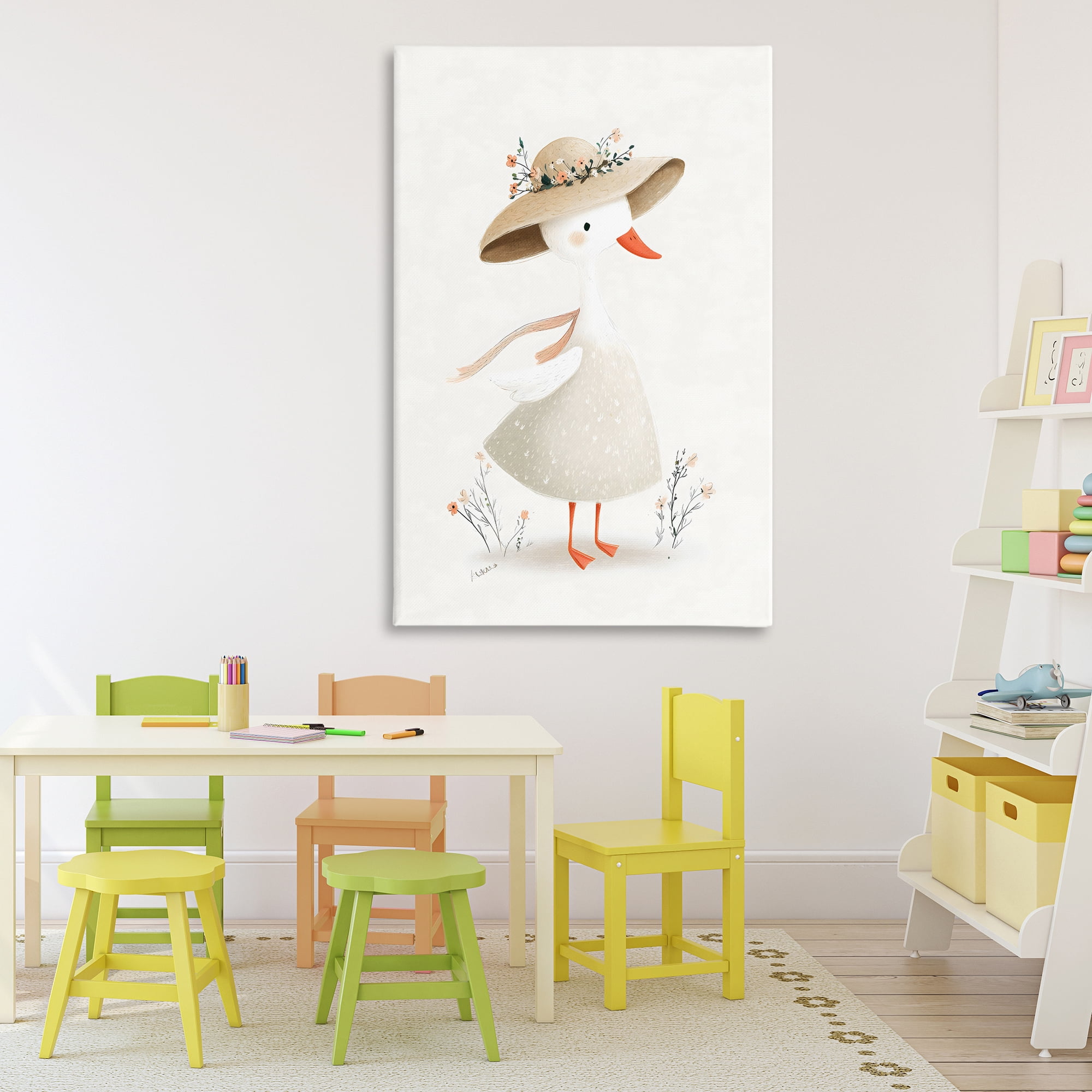 Stupell Industries Charming Goose in Sunhat Canvas Wall Art, design by Ink Drop Loft