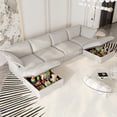 thumbnail image 4 of The Magic Home 162" U shape Modular Sectional Sofa with Movable Ottomans, Modern Hemp Velvet Deep Seat Couches for Living Room, Apartment, Office, 4-Seat, Beige Sofa, 4 of 14