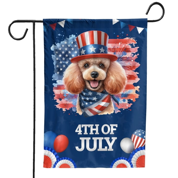 Patriotic Poodle Celebrates 4th of July Garden Flag 12x18in Double Sided Poodles Dog Lover Gifts Idea Outdoor Decor - 02009