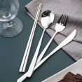 thumbnail image 5 of 4pcs Portable Travel Cutlery Set with Suitcase 18/10 Stainless Steel Reusable Flatware Set(Silver), 5 of 5