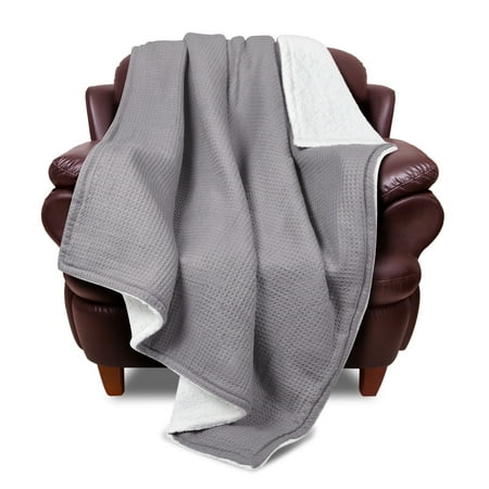 Waffle Knit Blanket Luxury Sherpa Knit Throw Blanket 50