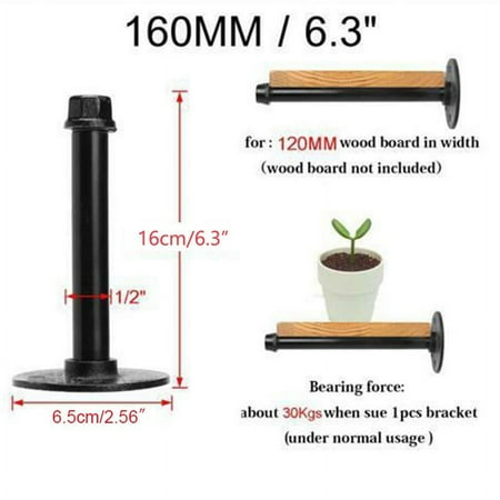

Wall Shelf Holder Bracket Book Shelving Wood Iron Pipe Home Decor Storage 160Mm