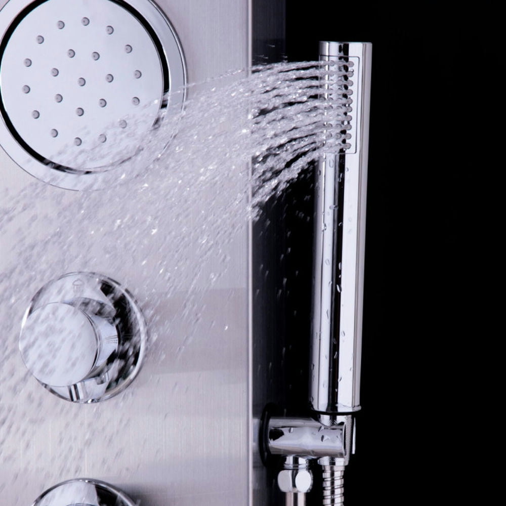 Finihen Shower Panel, Shower Panel Tower System, 57 Inch Stainless Steel Massage Jets Hand Shower Shower Panel, Silver Finihen Shower Panel, Shower Panel Tower System, 57 Inch Stainless Steel Massage Jets Hand Shower Shower Panel, Silver