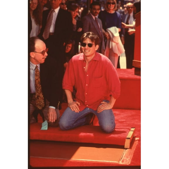 Tom Cruise Hands On Knees With Sunglasses In Front Of Foot & Handprints Photo Print (8 x 10) - Item # CPA1122