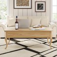thumbnail image 3 of Lift Top Coffee Table, Farmhouse Coffee Table with Hidden Storage, Wood Center Table Dining Table for Living Room, Apartment, Home Office (Natural), 3 of 17