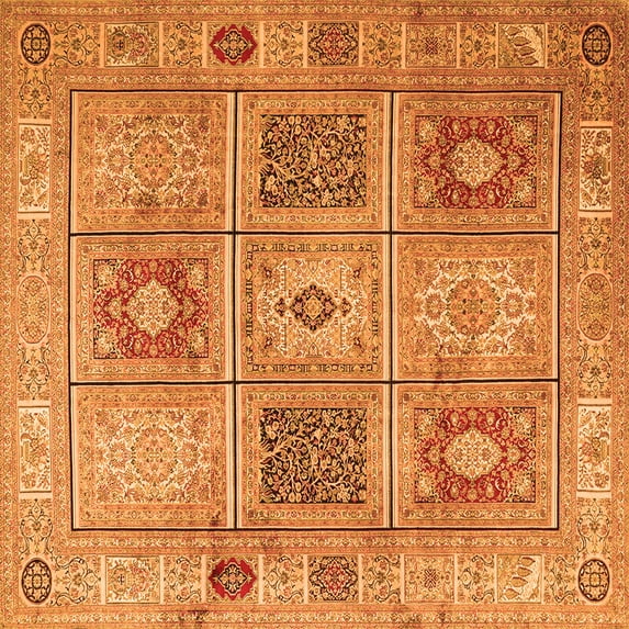 Ahgly Company Indoor Square Persian Orange Traditional Area Rugs, 7' Square