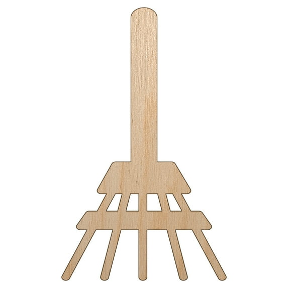 Garden Rake Wood Shape Unfinished Piece Cutout Craft DIY Projects - 6.25 Inch Size - 1/4 Inch Thick