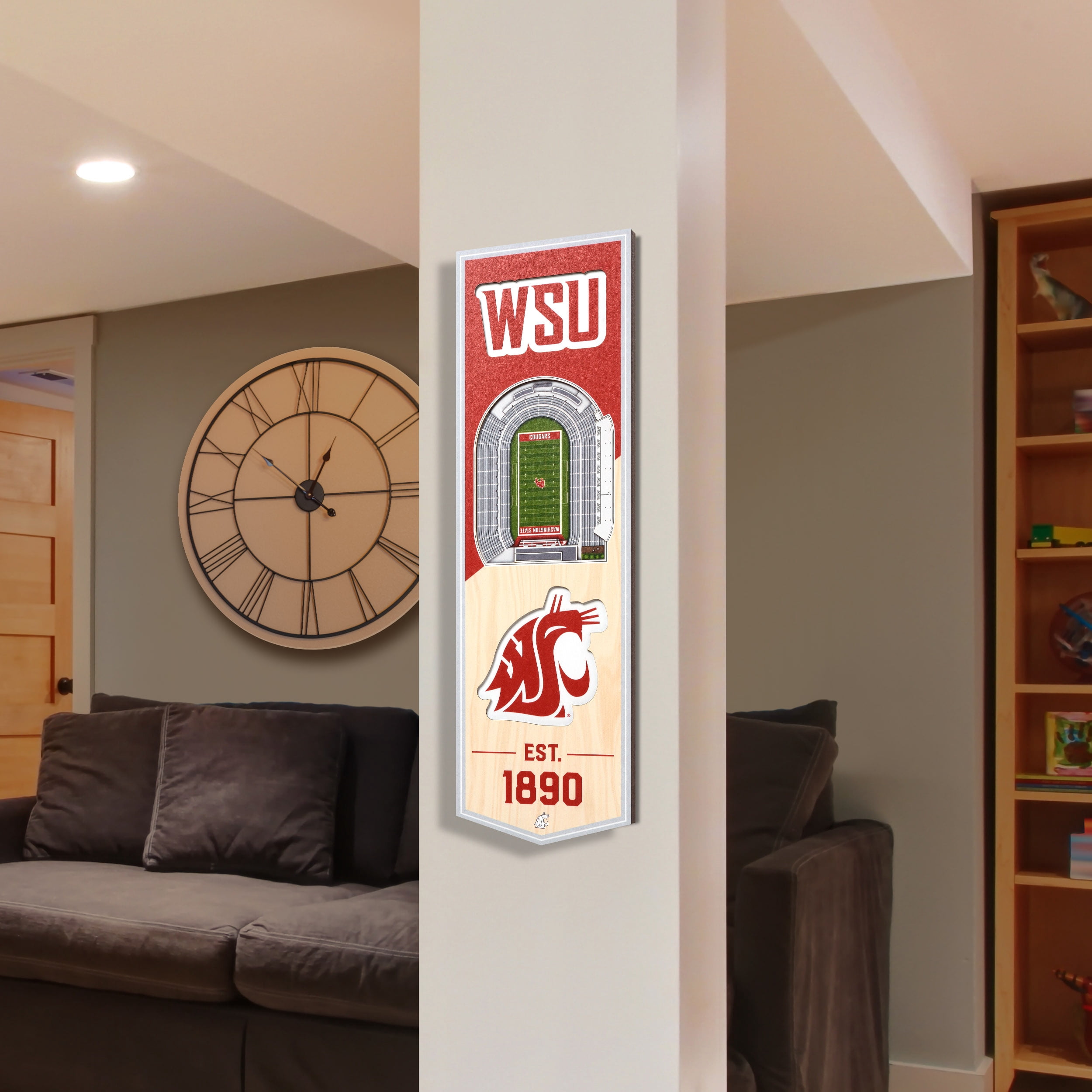 YouTheFan NCAA Washington State Cougars 6'' x 19'' 3D Stadium View Banner