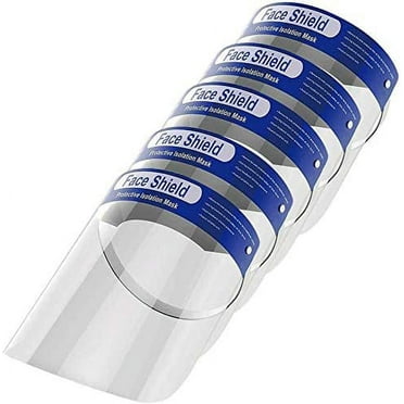 5 Pack Safety Face Shield Reusable All-Round Protection Headband with Clear Anti-Fog Lens, Lightweight Transparent Shield with Stretchy Elastic Band