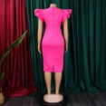 thumbnail image 6 of AURA Womens Elegant Beaded Ruffle Sleeve Round Neck Pencil Midi Dress Stretch Office Work Summer, 6 of 10
