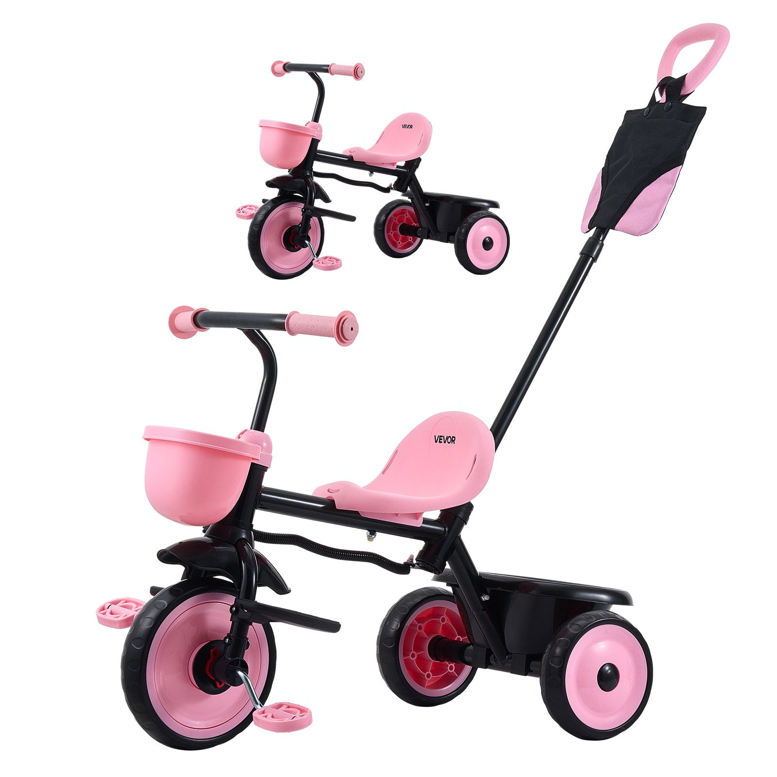 VEVOR Toddler Tricycle & Stroller for 18 Months to 5 Year Old, Kids Trike with Parent Push Handle, Adjustable Seat & Storage for Outdoor Play, Tricycle for Toddlers, Birthday Toy for Boys and Girls