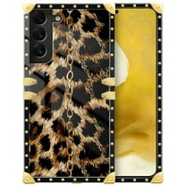 FKBRCL4U Compatible with Samsung Galaxy S22 Case, Seamless Gold Chain Leopard Luxury Golden Decoration for Girl Women Soft TPU Shockproof Protective Hard PC Back